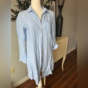 C&C California 100% Linen Blue Shirt Dress / Tunic - Medium